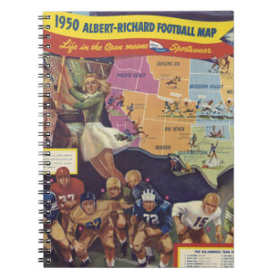 Carnet Carte Vintage du football américain des années 195