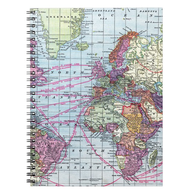 Carnet Carte vintage du monde (Devant)
