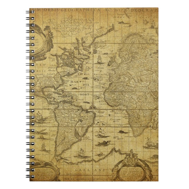 Carnet Carte vintage du monde 1635 (Devant)