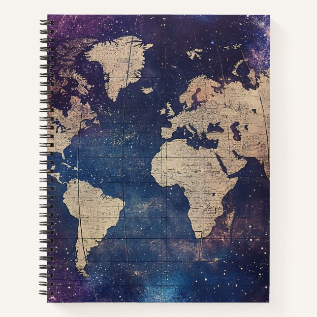 Carnet Carte vintage du monde céleste pourpre (11) (Devant)