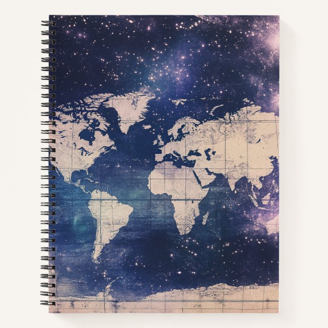 Carnet Carte vintage du monde céleste pourpre (8) (Devant)