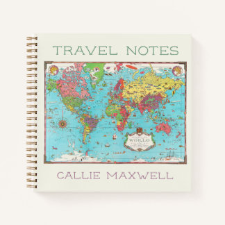 Carnet Carte vintage pour voyageurs