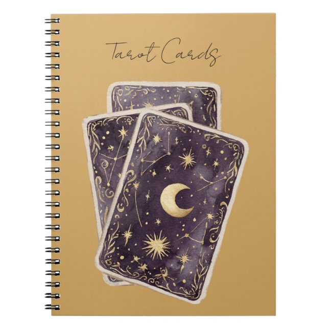 Carnet Cartes de tarot Lune Étoiles Violettes (Devant)