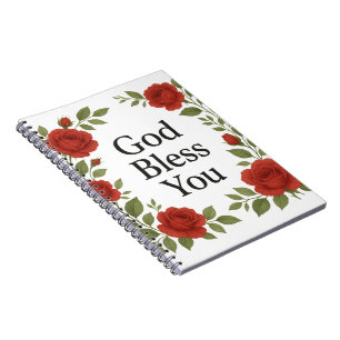 Carnet Cartes florales de rose religieuse Dieu vous bénis