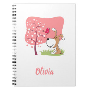 Carnet Cartographier Chien Chien Chiot Fleur Oiseau Fleur