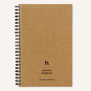 Carnet Carton Brown tendance Monogramme arrondi moderne