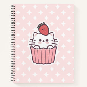 Carnet Carton de Cupcake aux fraises Cute Kawaii