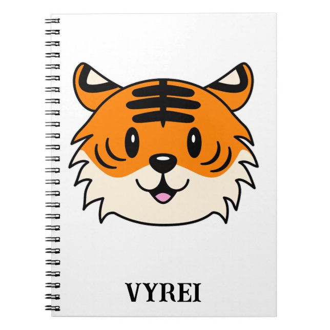 Carnet Carton doux et souriant tigre (Devant)