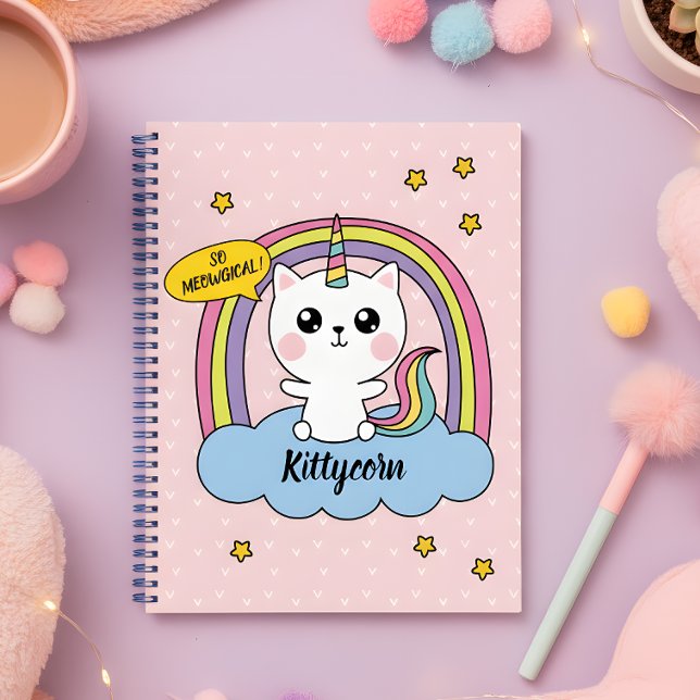 Carnet Carton rose Meowgical Cute Kawaii Caticorn (This notebook is just  Purrfect!!)