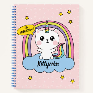 Carnet Carton rose Meowgical Cute Kawaii Caticorn