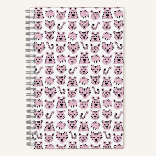 Carnet Carton rose mignon, crayon de tigre Jungle