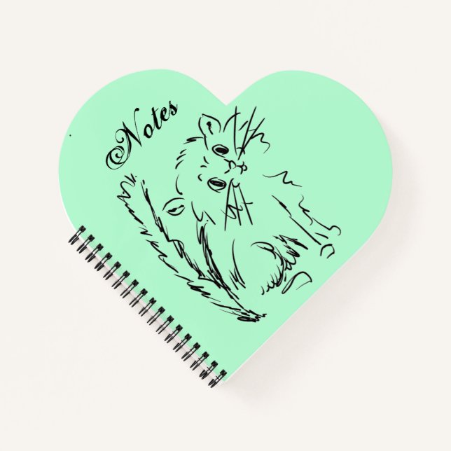 Carnet Carton vert Coeur de Kitty mignon en forme de spir (Devant)