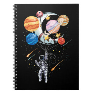 Carnet Cartoon Astronaut Space Balloon Planets