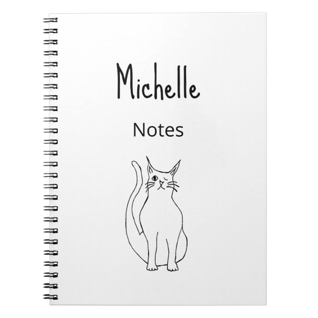 Carnet Cartoon de chat mignon Simple Kitty noir blanc (Devant)