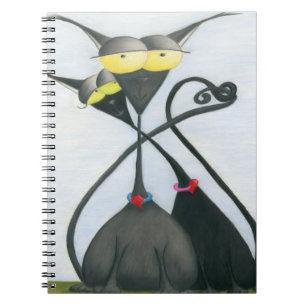 Carnet Cartoon de chats gris et noir