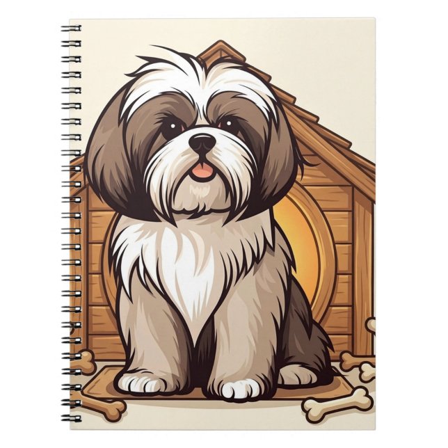 Carnet Cartoon Doghouse-Cute Shih Tzu Design ("Take notes with a wag and a smile")