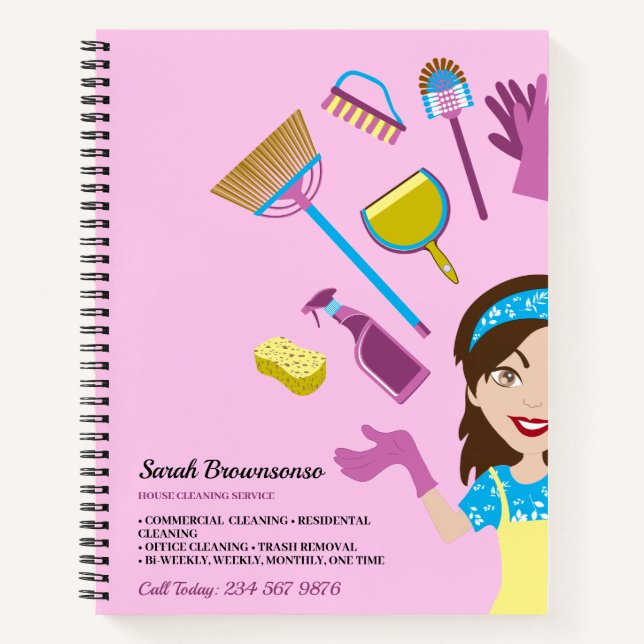 Carnet Cartoon Janitorial Pink Purple Lady (Devant)