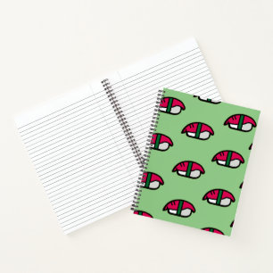 Carnet Cartoon Kawaii Sushi, Riz de Poisson et Ordinateur