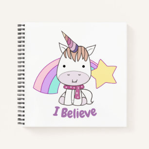 Carnet Cartoon mignon bébé licorne et arc-en-ciel