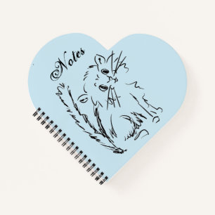 Carnet Cartoon mignon bleu coeur en forme de spirale