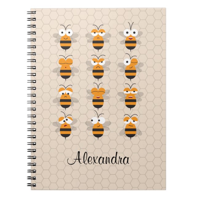 Carnet Cartoon mignon Miel Abeille de Miel (Devant)