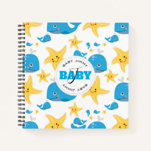 Carnet Cartoon pour bébé Motif Monogramme pour baleine