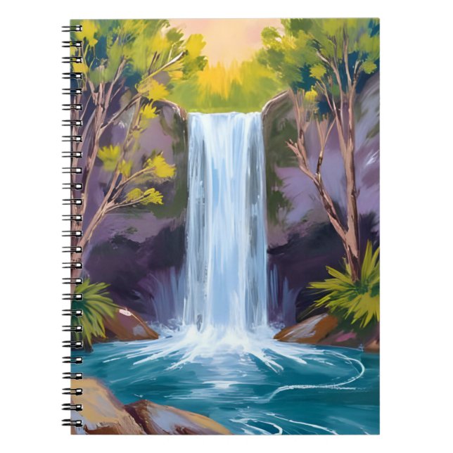 Carnet Cascade Bleue | Paysage Forestier Peinture de la N (Devant)