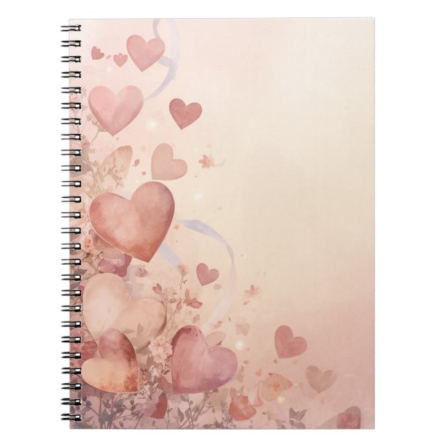 Carnet Cascade de cœurs abstraits rose poussiéreux capric (Devant)