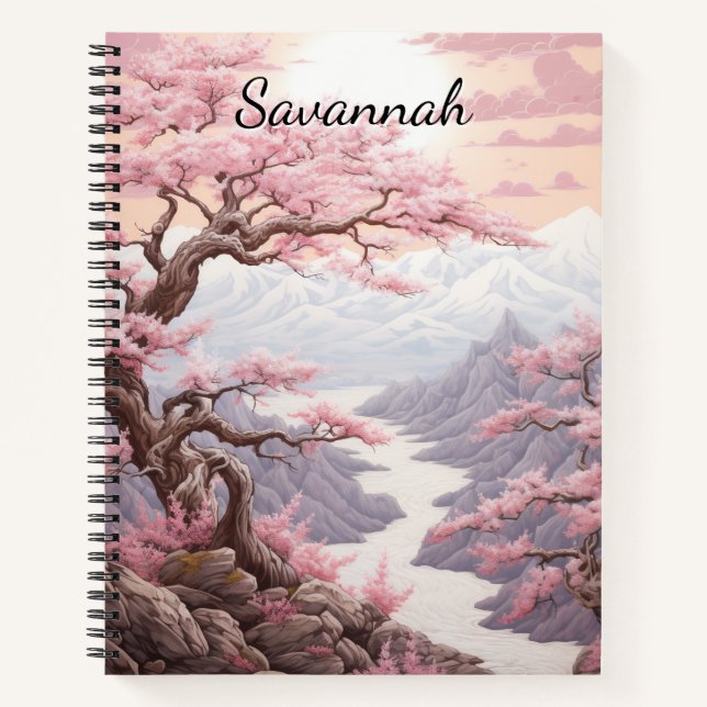 Carnet Cascade de fleurs de cerisier personnalisable  (Devant)