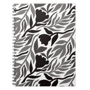 Carnet Cascade de fleurs sauvages noir et blanc