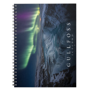 Carnet Cascade de Gullfoss sous les aurores boréales