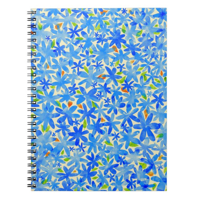 Carnet Cascade florale : Fleurs bleues Motif sans couture (Devant)