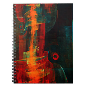 Carnet Cascade Orange Bleu Rouge Art Abstrait