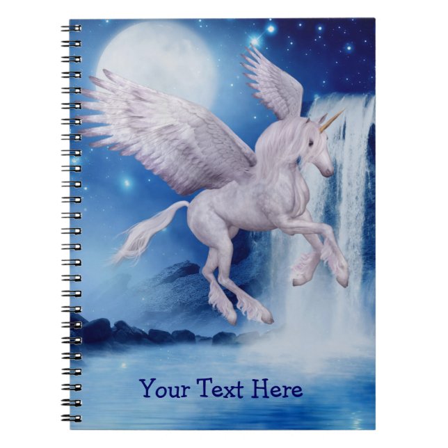 Carnet Cascade Unicorne Volant Personnalisée (Devant)