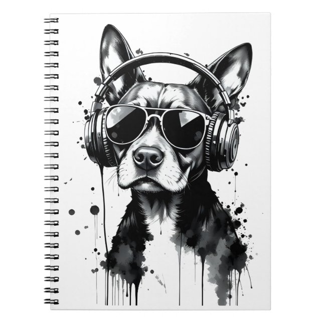 Carnet Casque de chien cool Cute Animaux de compagnie enc (Devant)