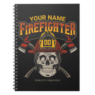 Carnet Casque de crâne pompier personnalisé Ax pompier