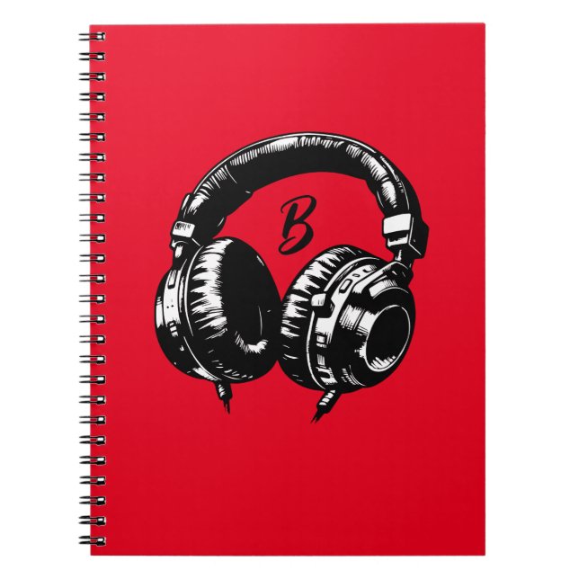 Carnet Casque de musique noir DJ Musical (Devant)