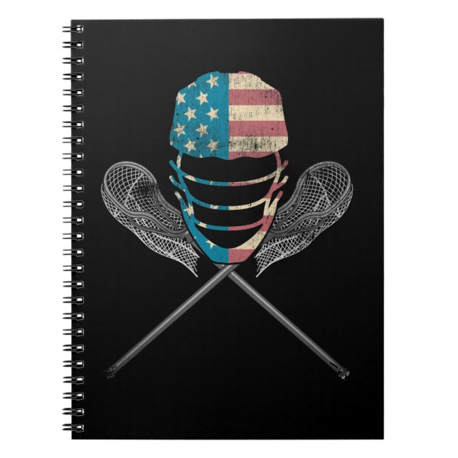 Carnet Casque Et Bâton Lacrosse Drapeau Américain (Devant)