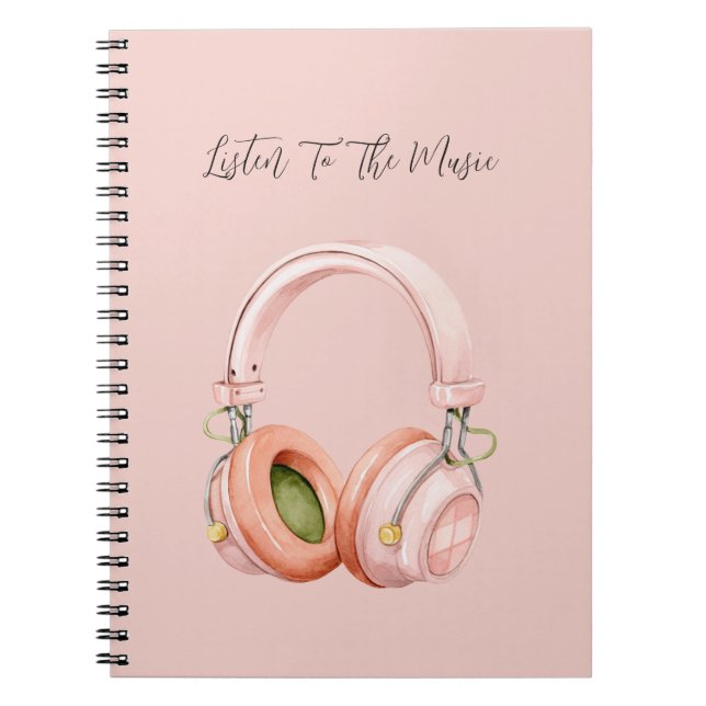 Carnet Casque Rose Écoutez La Musique (Devant)