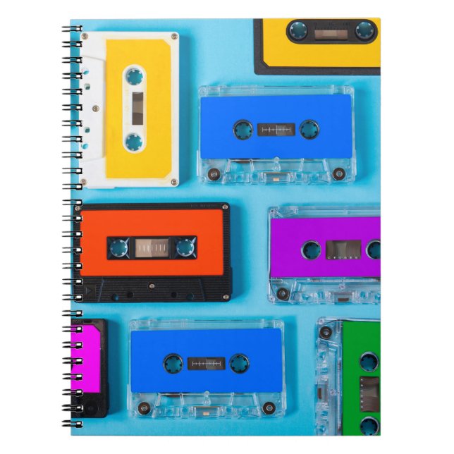 Carnet Cassette Rétro : Collection Arrière - plan Bleue (Devant)