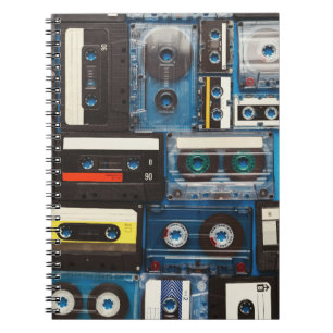 Carnet Cassettes rétro : Bleu Arrière - plan Vintage.