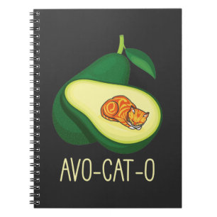 Carnet Cat Dormant Avocado Cute Animal Pun