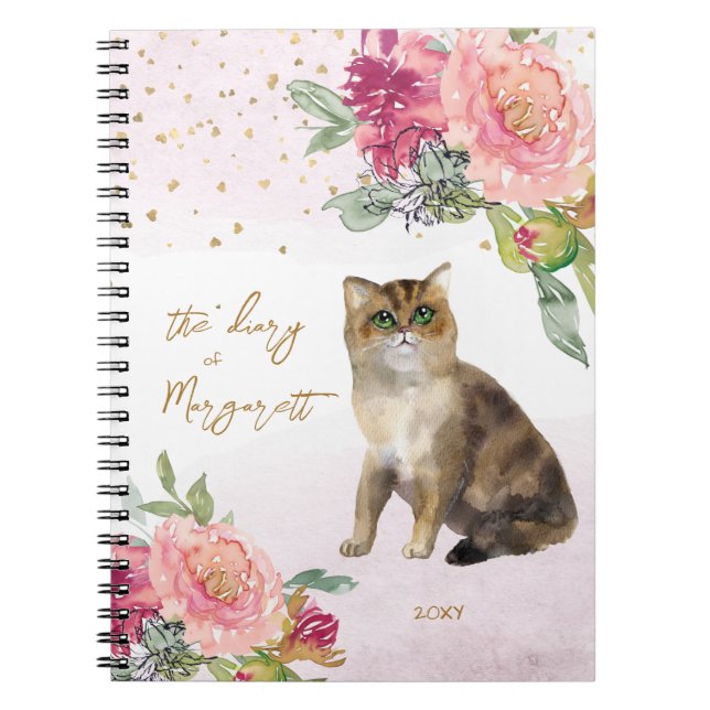 Carnet Cat Et Fleurs Illustration Enfants (Devant)