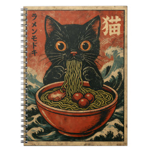 Carnet Cat Ramen Japonais drôle Graphisme Kawaii Cat Anim