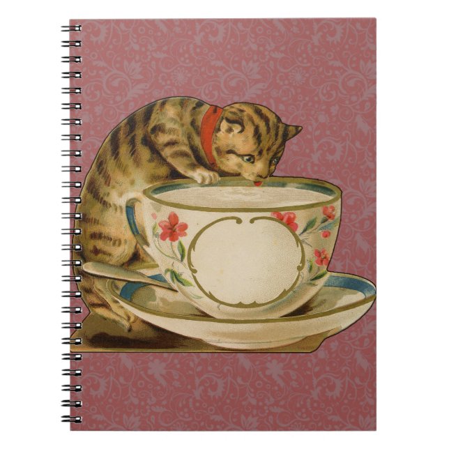 Carnet Cat Teacup Cute Vintage Victorien (Devant)