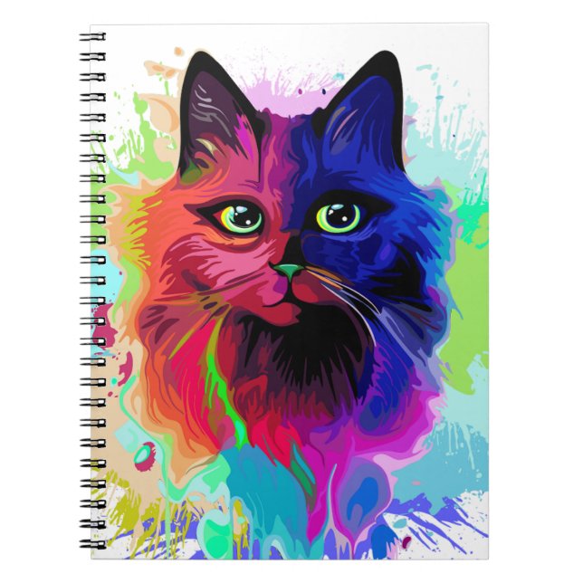 Carnet Cat Trippy Psychedelic Pop Art (Devant)