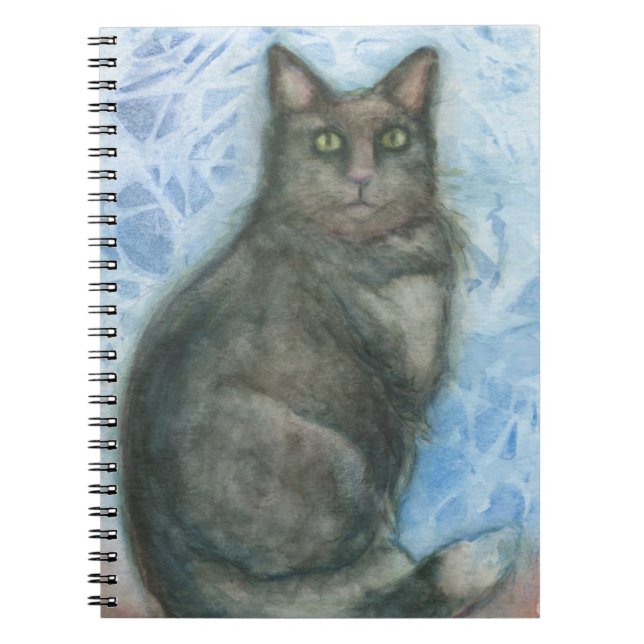 Carnet Cat yeux verts bloc-notes noir kitt yeux verts (Devant)