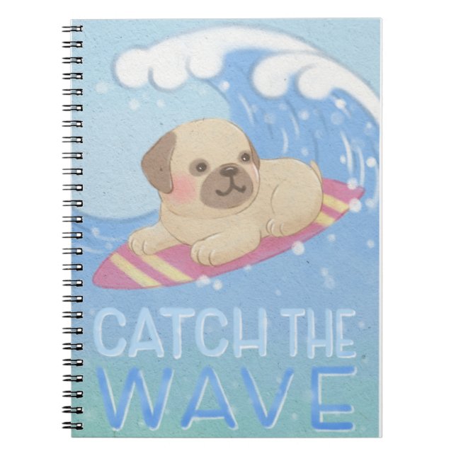 Carnet Catch the Wave : Carlin Surfer Illustration (Devant)