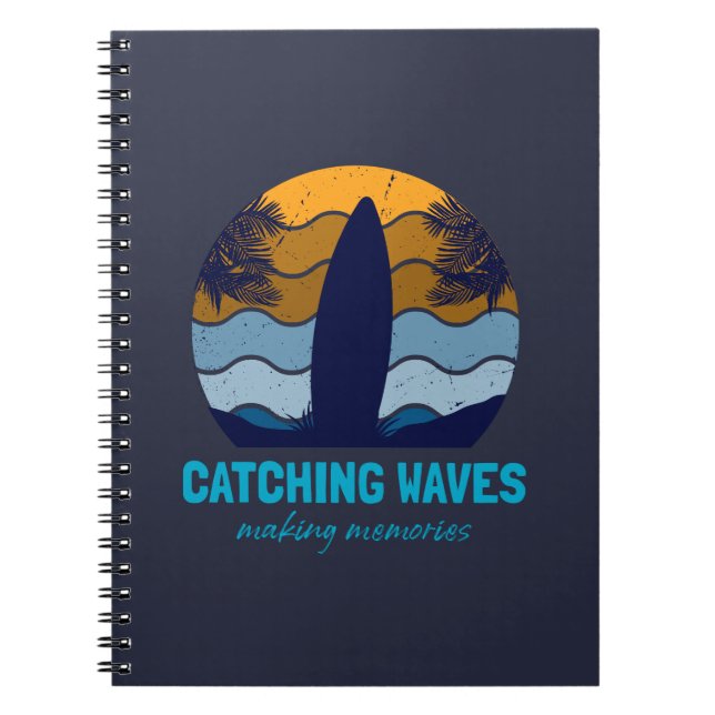 Carnet Catching Waves Retro Surboard Beach Art (Devant)