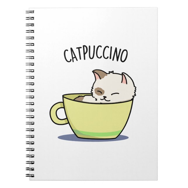 Carnet Catpuccino Chat Drôle de Chat Dans un Bol de Pun  (Devant)